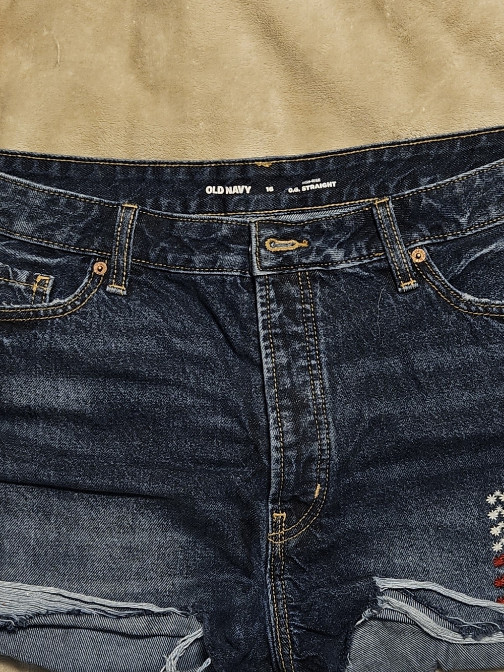 Old Navy Dark Indigo Distressed Women's Jean Shorts